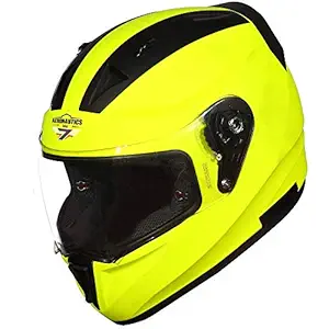 Steelbird SA-1 7Wings Aeronautics Full Face Helmet (X-Large 620 MM, Glossy Fluo Neon with Clear Visor)