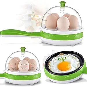 MG MART Automatic 2 in 1 Multi Functional Electric 7 Egg Boiler Roaster Heater Fryer/Egg Cooker/Steamer with Non-Stick Frying Pan (Multicolour)