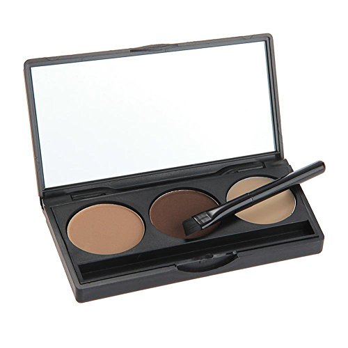 VONISA Wasserfest 3 Farben Augenbrauenpuder Braun Ausrüstung Brauen Schattierung Palette Schönheit Kosmetik Creme Highlighter Make Up Augenbrauen Filler + 4 Augenbrauen Schablone Augenbrauen Pinsel - 4