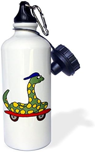 YUIEND Funny Green Snake On Skateboard Sports Water Bottle, 21 Oz