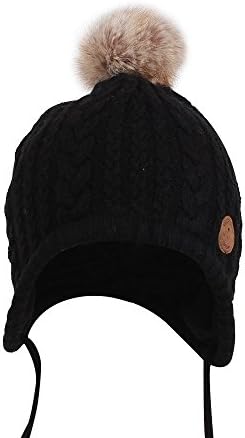 Baby Knitted Hat, Beanie Hat, Turquoise, GATES Unisex Boys Girls Knitted Fleece Lined Warm Winter Hat Infant Hat Baby Winter Earflap Beanie Hat L black
