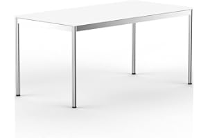 VERSEE System8X Height-Adjustable Desk 120 x 80 cm in White - For Office/Home Office in Metal Chrome Design