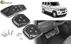 Selifaur - 3 Pcs Black Non-Slip Manual Car Pedals kit Pad Covers Set for Mahindra Bolero 2020