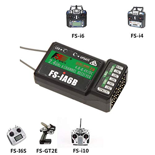 Crazepony-UK Flysky FS-iA6B Receptor 6 Canales RC Receiver PPM Output with iBus Port 2 4GHz RC Receiver Compatibile Con i6 i6S i10 i6x RC Transmisor for FPV Racing RC Drone Quadcopter
