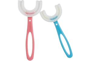 CLAIOL SATIS Silicone U-Shaped Manual Toothbrushes for Kids 2-6 Years, 2PCS Lovely Children Training Toothbrushes.