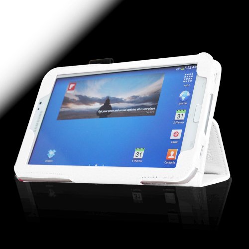 Fintie Samsung Galaxy Tab 3 7.0 (7 Zoll) SM-T210 SM-T211 Hülle Case – Slim Fit Folio Bookstyle Kunstleder Schutzhülle Cover Tasche mit Ständerfunktion und Stylus-Halterung, Weiß - 5