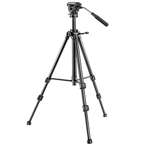 Neewer 65 Zoll / 165 Zentimeter Aluminium-Legierungsstativ mit 360 Grad Flssigkeitskopf, 1/4-Zoll-Schnellwechselplatte, Wasserwaage fr DSLR-Kamera, Video-Camcorder, Traglast 17,6 Pfund / 8kg