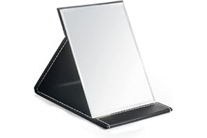 JARAGAR Spiegel, PU-Leder Portable Folding Schminkspiegel Kosmetikspiegell mit Verstellbarem Ständer für Reisen Tischplatte 7X10 Zoll