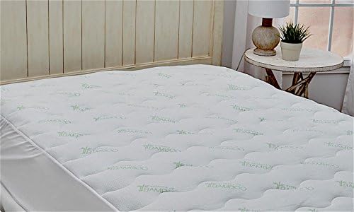 Hypoallergenic Natural Bamboo Mattress Pad - Extra Soft, Plush, and Breathable - 100% Waterproof Topper with Fitted Skirt - Ensures a Night of Relaxing, Comfortable, and Peaceful Sleep (King)