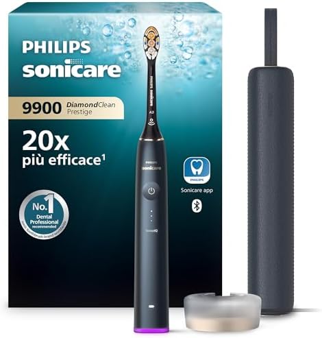 Philips Sonicare DiamondClean Prestige 9900 - Spazzolino elettrico sonico con 1 testina Premium All-in-One A3 e custodia di ricarica blu notte modello HX9992/12
