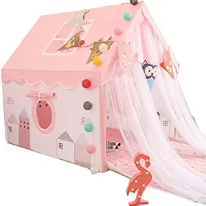 Sukan Tex Jumbo Size Extremely Light Weight Kids Play Tent House for 3 -5 Year Old Girls and Boys(Multi c) (Pink)