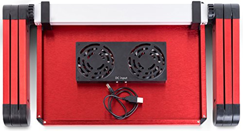 Lavolta Notebook Laptop Ständer Tisch Kühler – 2 Lüfter – Aluminium – Ausklappbare Ebenen – Rot - 8