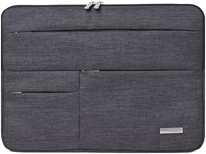 13 13.5 Inch MacBook Sleeve Case Cover for MacBook Pro/Retina/Surface, Feisman Polyester Shockproof Laptop Briefcase Bag 13 Inch 13.3" for Lenovo Dell Toshiba HP ASUS Acer Chromebook -Dark Grey