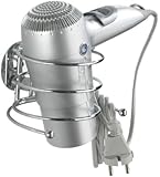 Wenko 18770100 Turbo-Loc Haartrocknerhalter - Befestigen ohne bohren, Kabelhalter, Stahl, 14 x 7.5 x 11.5 cm, Chrom