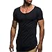 Produktbild Tees Shirt T-Shirt Bluse Tops Herren T-Shirt Tank Top Kurzarmshirt Top Shirt Basic Bodybuilding Sport Fitness Weste T-Shirt Kurzarm-Shirt Top Bluse Crew Rundhals Gym Männer LMMVP (Schwarz, XXXL)