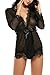 Produktbild Avidlove Damen Gaze Kimono Spitze Morgenmantel mit G-String Nachtmantel Reizwäsche Negligee Nachtwäsche Dessous