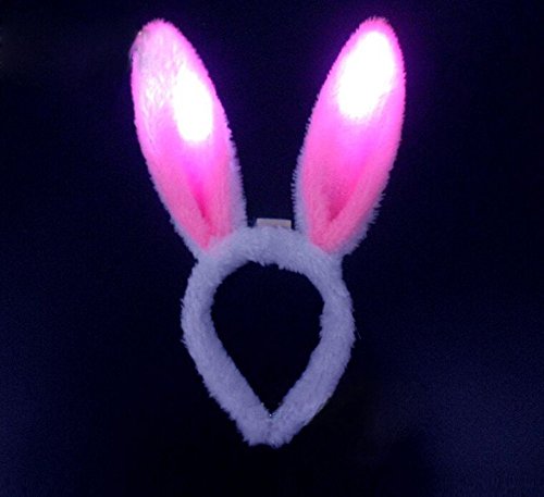 YYGIFT® Hasen Kostüm Hase Ohren Haarreife mit LED Beleuchtung als süßes Häschen und sexy Bunny zu Halloween Karneval Fasching Party Polterabend Junggesellenabschied usw. Einheistgröße - 2