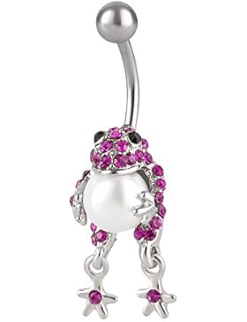 SL-Silver Bauchnabelpiercing Frosch mit Perle