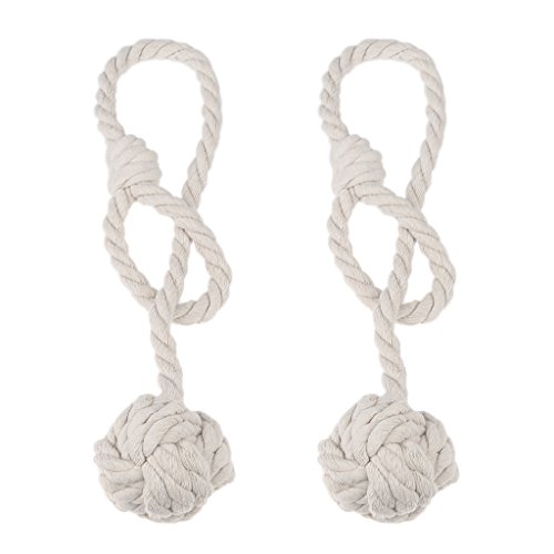 Gazechimp 2 Stück Vorhang Raffhalter Seil mit Ball Tiebacks Holdbacks – Weiß - 6