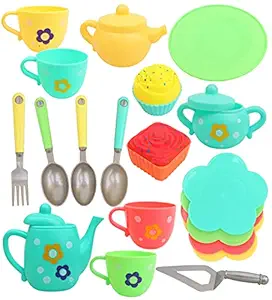 Toyshine 25 Pcs Kitchen Set Tea Party Kitchen Set Toy for Girls Boys, Mix Color