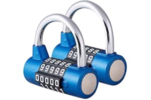 Surplex 2 pezzi Lucchetto A 5 Cifre Con Combinazione Azzerabile, blocco di sicurezza, serratura con numeri, in lega di zinco, per Outdoor Gym Scuola Ufficio Casa Bicicletta Valigia Bagagli Zaino (blu)