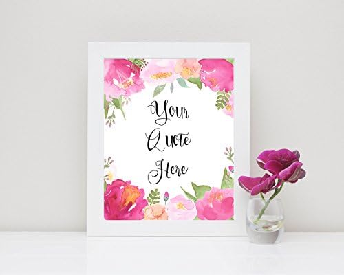 Floral Custom Quote Print, Personalised Text Poster Gift Idea, Saying Wall Art Picture Home Decor