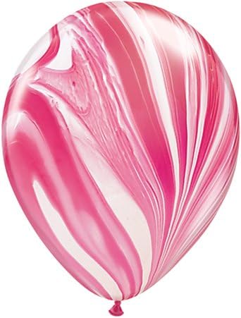 11" 5 Pack of Red And White SuperAgate Balloons
