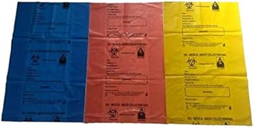 Ajaya Enterprises Biohazard/Bio-Medical Waste Bag (21x24 Inch, Red-20, Blue-20, Yellow-20) Pack of 60