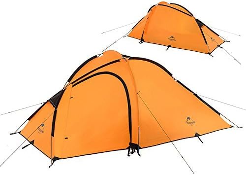 Ubens 2-3 person Waterproof Double-layer Backpacking Tent for Camping, Hiking, Climbing, Travel - With A Living Room (Orange (210T checked fabric))