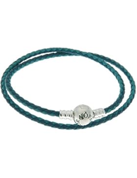 Pandora Damen Armband blaues Leder (zweifach gewickelt) 590747CBMX