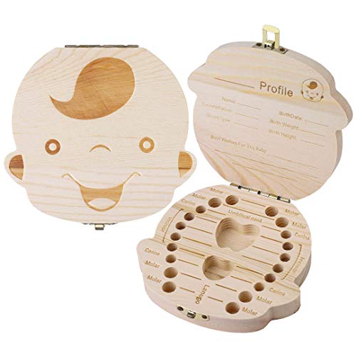 Texto Bebé Dientes Caja Save Cajas de Madera Personalizada Caja de Recuerdos de Hoja Caduca