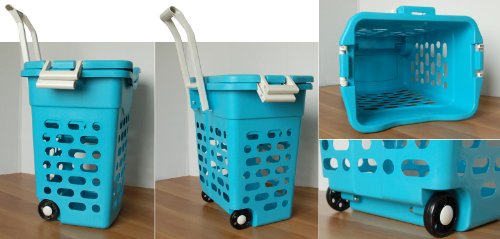 fahrbarer Wäschekorb (blau) - 4