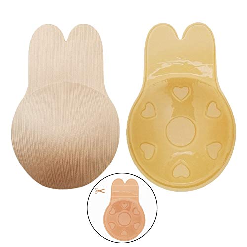 HQSF Femmes Sexy Soutiens Gorge Autoadhésifs Push up Soutien Bras sans Bretelles Invisible Soutien Gorge Silicone Adhésif Dos Nu Ascenseur Respirant Nipplecovers Beige1-Small