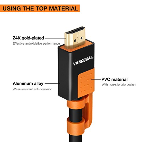 DP auf HDMI Kabel 3m, VANDESAIL Professionelle Gestärkt Schnelle Geschwindigkeit DisplayPort 1.2 auf HDMI HDTV Male to Male Kabel mit Vergoldet Doppelt Geschirmt Unterstützung 1080P Auflösung (DP auf HDMI, M/M) - 2