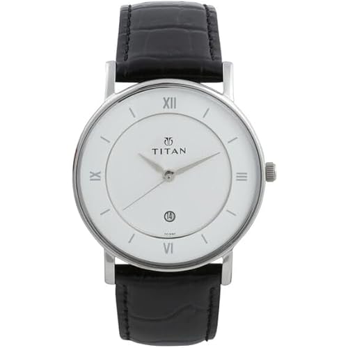 T TAN Men Classic White Dial Analog with Date Brown Leather Strap Watch