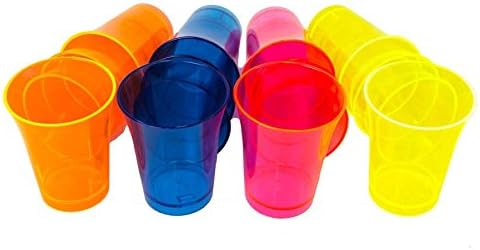 Neon styles 617EGBOX UV Black light neon plastic shot glasses,16 units.