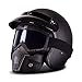 Produktbild MRDEER Motorradhelm Vintage Motorrad-Helm Integralhelm Helm Klapphelm Winter Skihelm Roller-Helm,Unisex,Alle Jahreszeiten,Inklusive Maske und Sonnenblende,Matteblack