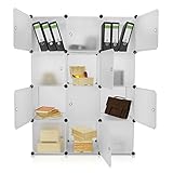 VENKON – Stufenregal Steckschrank Stoffschrank Frei Gestaltbares DYI Regalsystem: 12-Modulfächer mit Türen, satiniert-transparentes Steckregal - 2