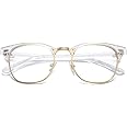 ARTRUE Eyewear Blue Light Blocking Clubmaster Glasses Retro Semi Rimless UV400 Clear Lens Computer Eyewear For Men & Women Gold Transparent