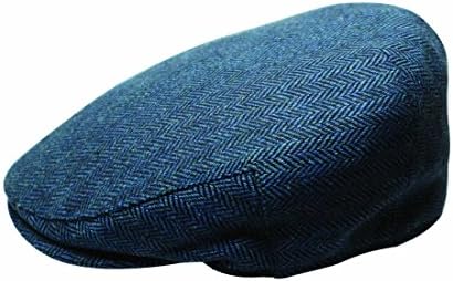 Quiet Man Collection Blue Herringbone Wool Cap Premium Quality 