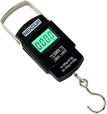 Nexqua Portable Hanging Digital Weight Machine Scale Hook Type Digital LED Screen With Capacity 50Kg for travel luggage (Black)
