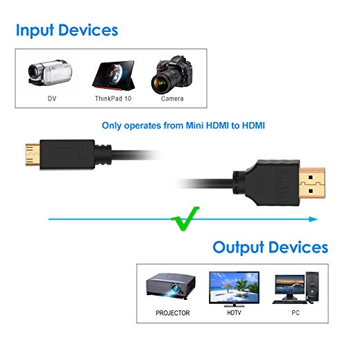 Mini HDMI auf HDMI, Rankie 3m Hochgeschwindigkeits Mini-HDMI zu HDMI Kabel (Schwarz) – R1110B - 4