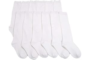HaraDeco Calcetines Escolares 95% Algodón, Calcetines Largo Hasta la Rodilla para Uniformes y Sport, Calcetines Liso para Vestir Diario
