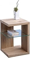 HomeTrends4You 516063 table d'appoint/de chevet - 40 x 60 x 40 cm-couleur sable imitation ch&ecirc;ne san remo