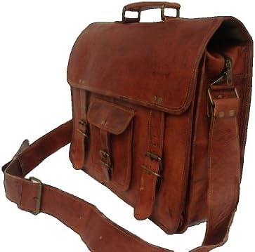 True Grit Leather Outlaw Leather 14 Inch Laptop Messenger Briefcase Bag