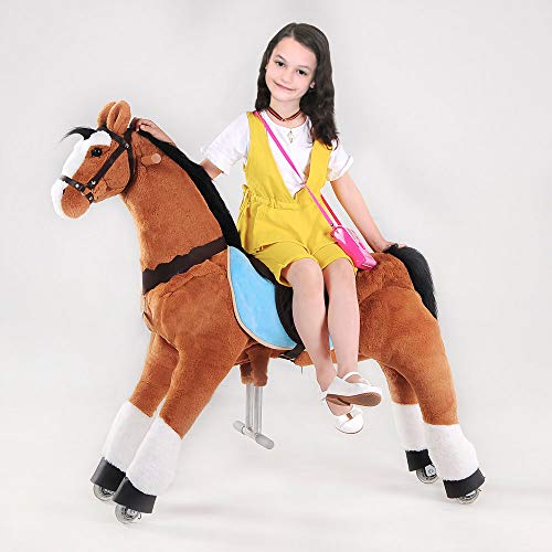 UFREE Horse Great Gift for Boys, Action Pony Toy, Ride on Large 110cm per Bambini da 6 Anni ad Adulto. (Criniera nera e Coda)