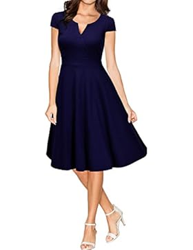 Miusol Damen 50er Vintag Style Swing A-Linie Kleid Dunkelblau Gr.S-XXL
