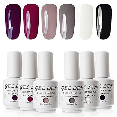 Gellen Vernis Gel Semi Permanent UV LED - Gellen Vernis à Ongles Nail Gel Soak off Manucure Kit 6×8ml #04