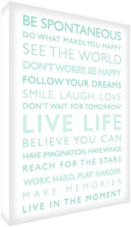 Feel Good Art Gallery Wrapped Box Canvas with Solid Front Panel (30 x 20 x 4 cm, White/Mint Green, Live Life from the Inspiration Collection)