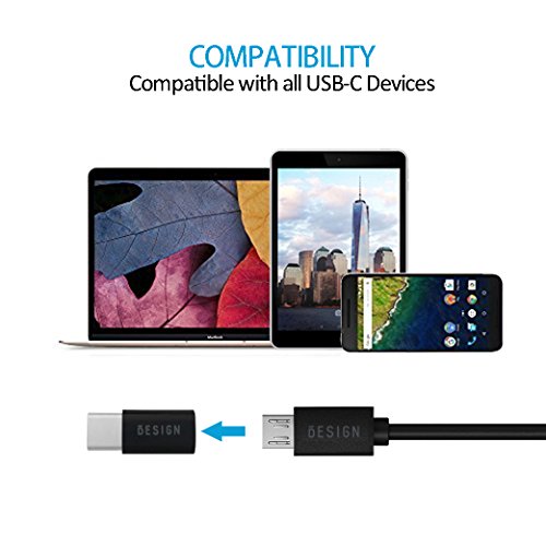 Besign USB-C auf Micro USB Adapter ( 3 Stücke ) verwandelt USB Type-C Input in Micro-USB, 56K Widerstand für MacBook 2015 / ChromeBook Pixel / Nexus 5X / Nexus 6P / Nokia N1 / OnePlus 2 und andere Geräte mit USB C Schnittstelle - 2